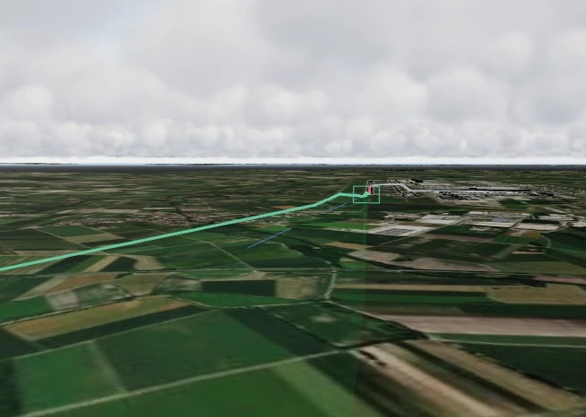 Final approach into Munich in 3D with the flown path